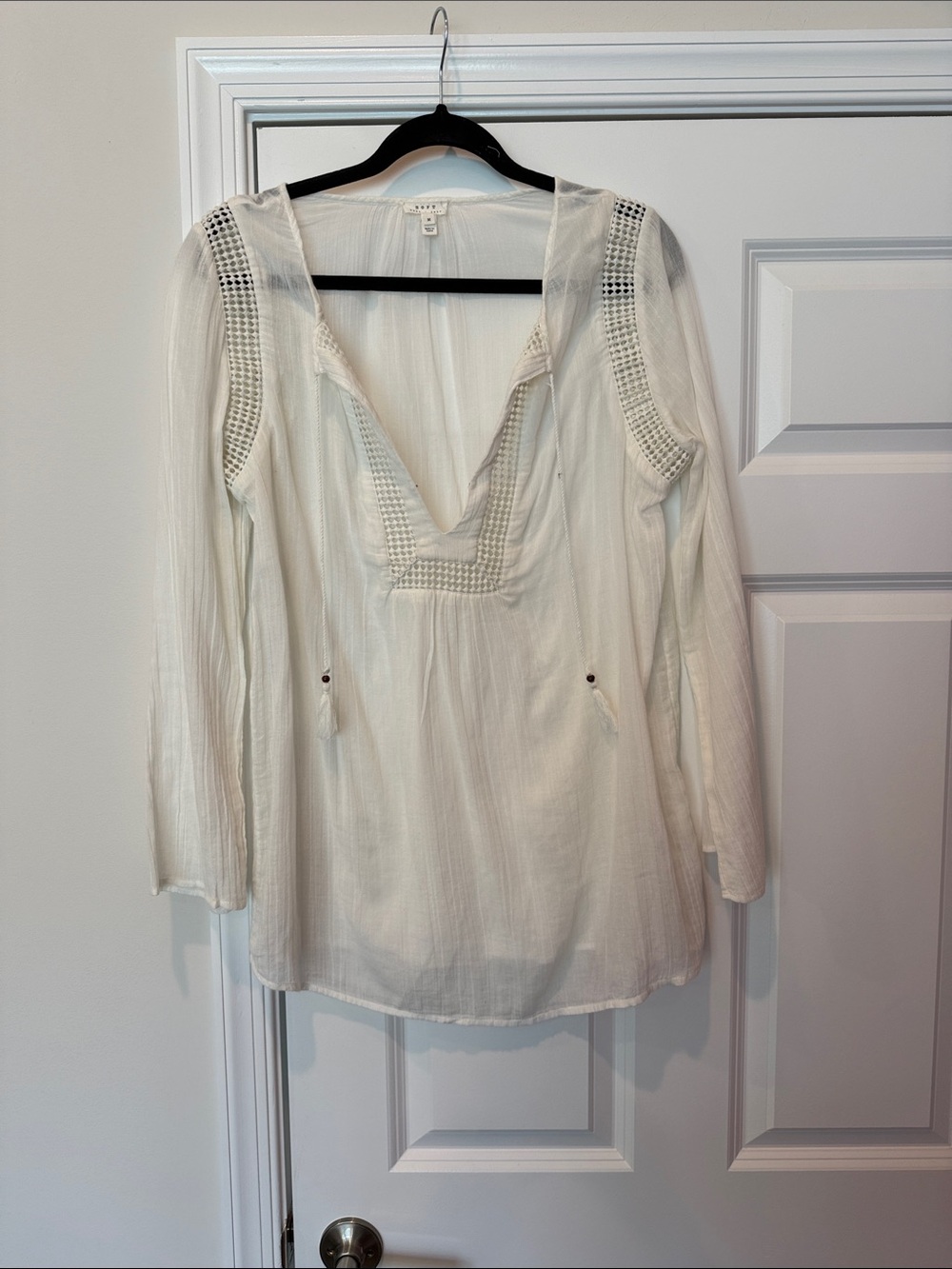 Joie Women's Cream Boho V-Neck Tunic Top